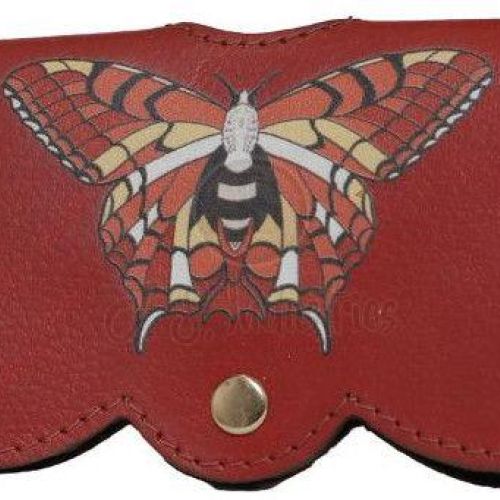 Red Leather Butterfly Design Sling Bag
