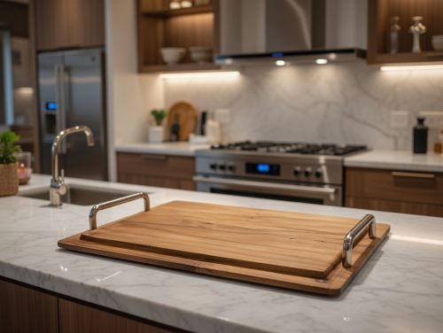 Wooden Fruit Serving Tray with Steel Handle