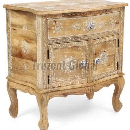 Hand Carved Wooden Bedside Cabinet