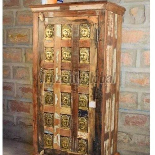 Wooden Buddha Panel Storage Cabinet