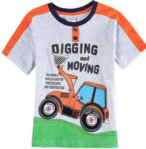 Boys Grey Construction Theme T Shirt