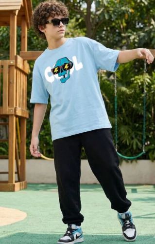 Boys Sky Blue Cool Graphic T Shirt