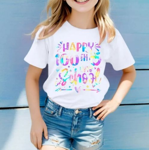 Girls White Birthday Print T Shirt