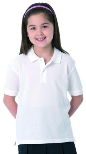 Girls White Plain Polo T Shirt