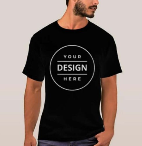 Mens Black Circular Logo Custom T Shirt