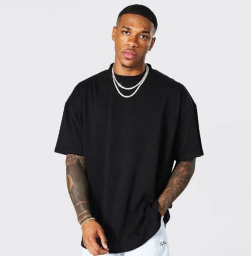 Mens Black Classic Plain Oversized T Shirt