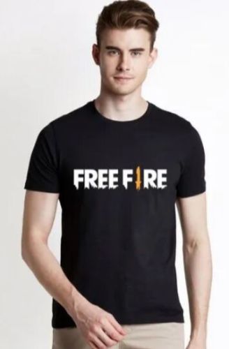 Mens Black Gaming Text Print T Shirt