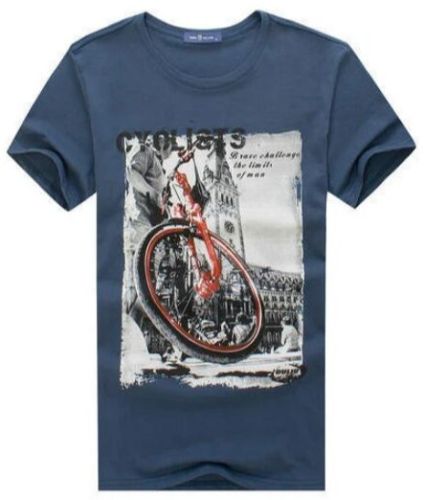 Mens Blue Bicycle Graphic Print T Shirt