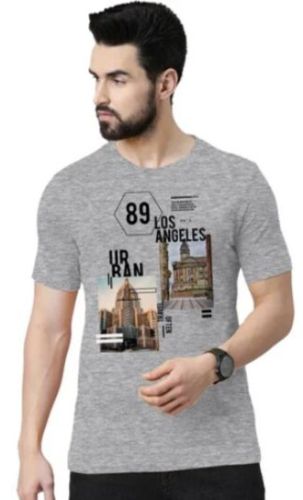 Mens Grey City Printed T Shirt