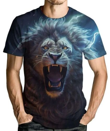 Mens Lion Graphic Printed T Shirt