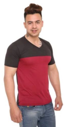 Mens Maroon &AMP; Black Colorblock T Shirt