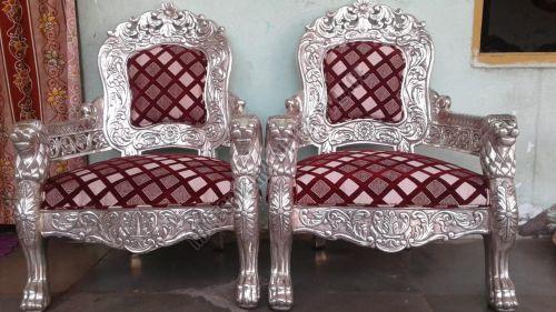 High-Quality Silver Plated Wooden Chair