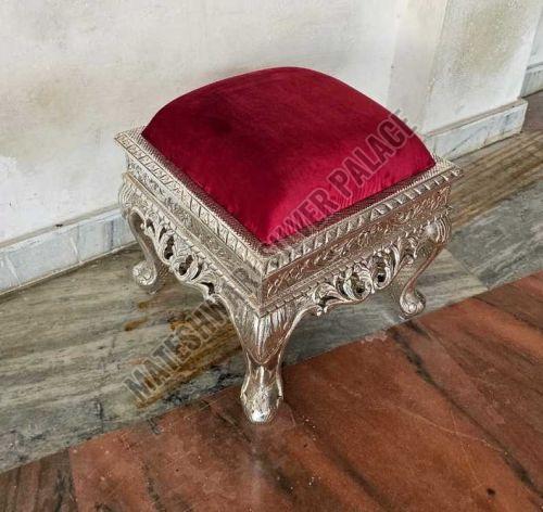 Silver Plated Square Wooden Stool