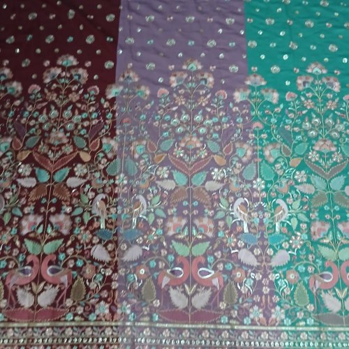 Maggam Embroidered Fabric
