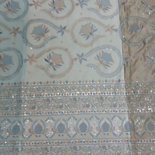 Scalloped Border Embroidered Fabric