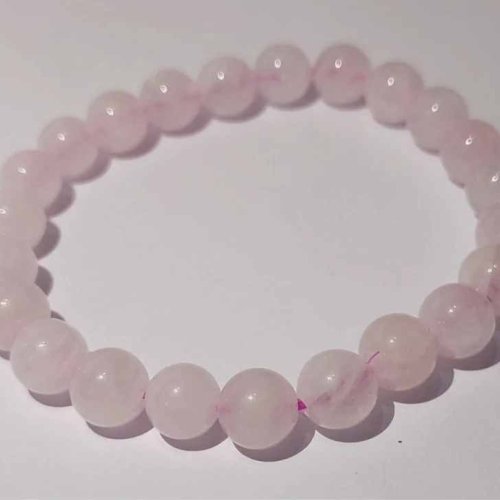 8mm Round Rose Quartz Beaded Bracelet