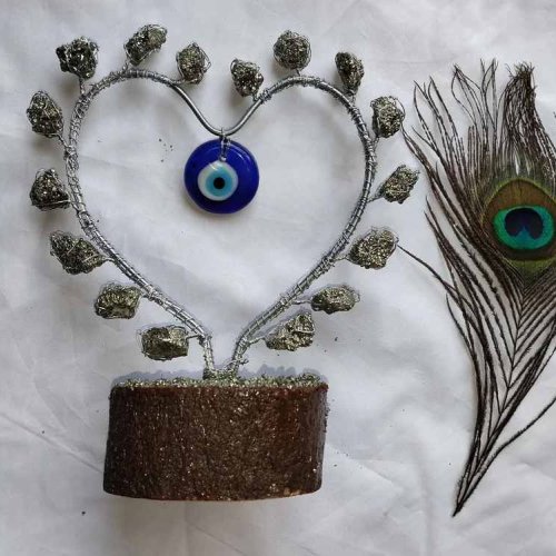 Cluster Heart Shape Tree Pyrite Stone