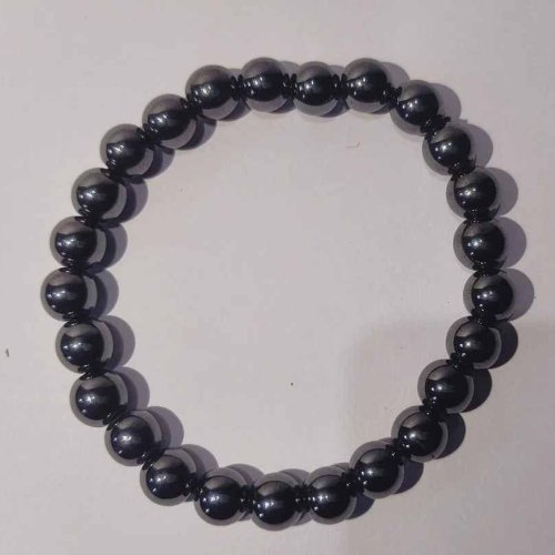 Round Gemstone Silver Hematite Bracelet Round Gemstone Silver Hematite Bracelet