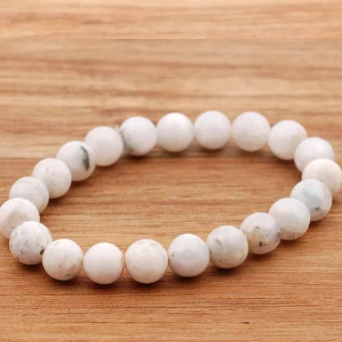 Round Rainbow Moonstone Beaded Bracelet