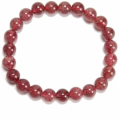 Round Strawberry Quartz Beaded Bracelet