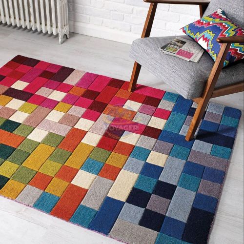 Wool Geometric Handloom Carpet