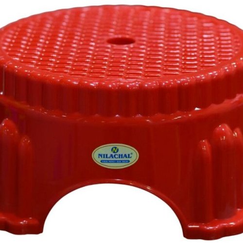 Red Plastic Bathroom Stool