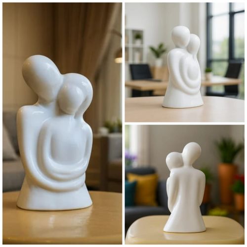 Abstract Couple Embrace Ceramic Showpiece Sculpture