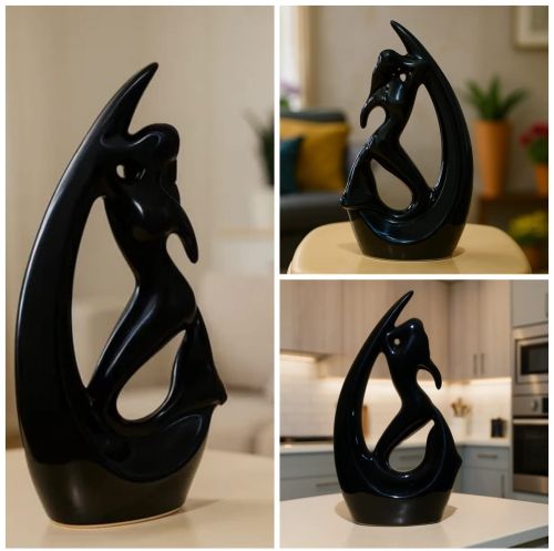 Black Abstract Dance Figurine Sculpture