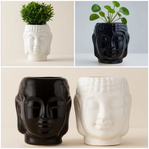 Buddha Face Ceramic Planter