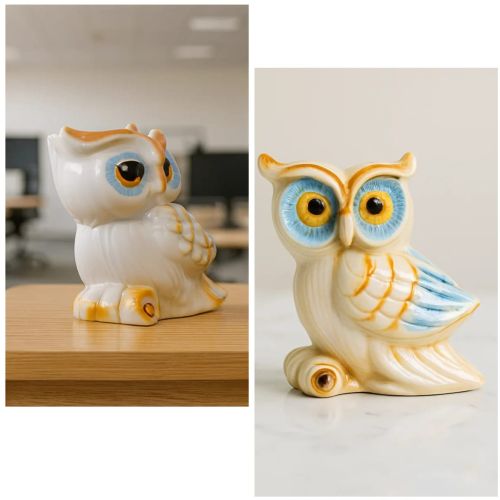 Ceramic Owl Figurine Decorative Sculpture