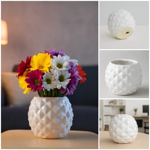 Geometric Texture Ceramic Flower Pot