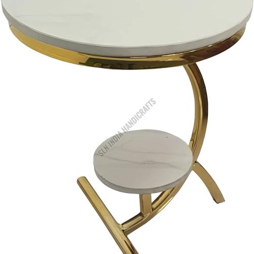 2 Tier Goldern Metal Round Side Table