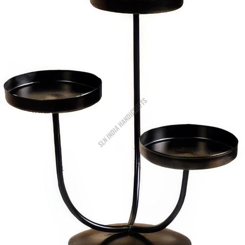 3 Arm Black Metal Candle Stand