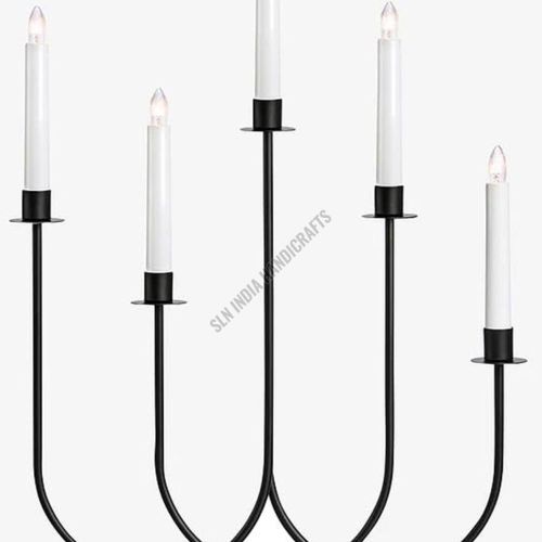 5 Arm Black Metal Candle Holder