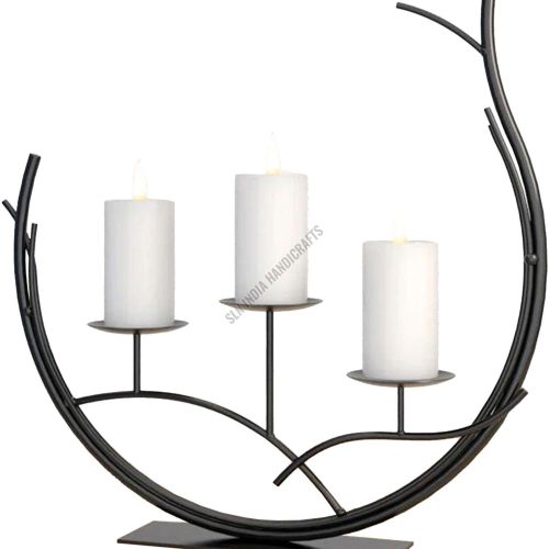 Black Metal Three Pillar Candle Holder