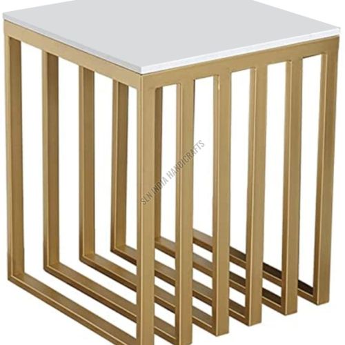 Golden Metal Frame Square Side Table