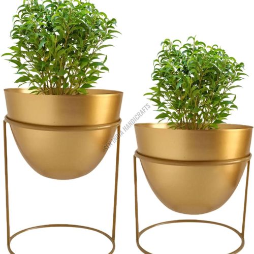 Golden Metal Plant Pot with Stand