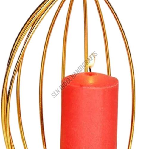 Golden Metal Wire Cage Style Tealight Candle Holder