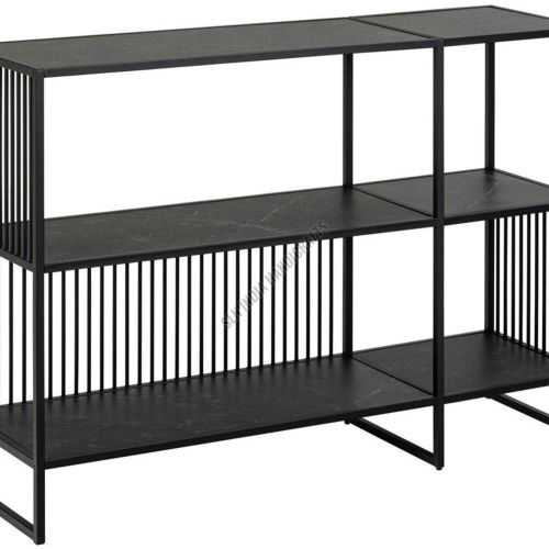Metal Frame Short Black Bookcase Console Table