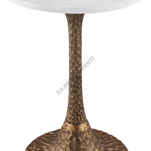 Round Hammered Pedestal End Table