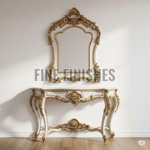 Classic Ornamental Wooden Console Table with Mirror Frame