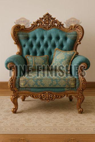Heritage Style Deep Button Wooden Lounge Chair