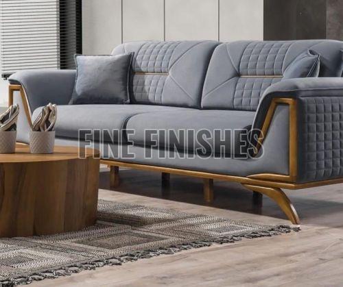 Modern Quilted Back Wooden Frame Three Seater Sofa
