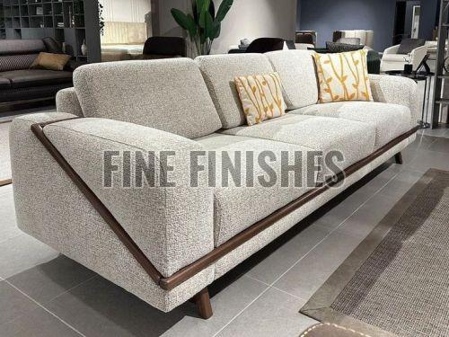 Modern Wooden Trim Three Seater Luxury Sofa