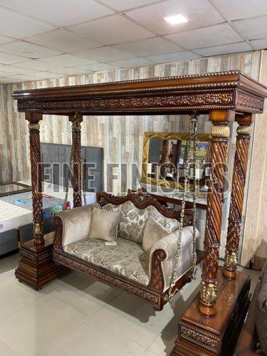 Royal Hand Carved Wooden Swing Jhula Set