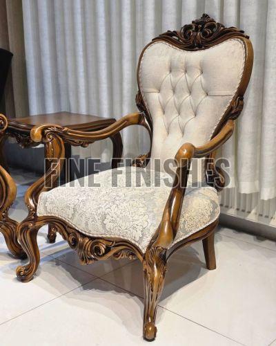 Royal High Back Carved Wooden Accent Chair