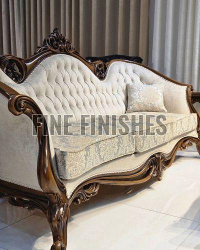 Royal Tufted Wooden Carving Living Sofa
