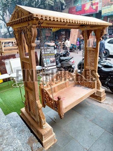Traditional Carved Wooden Swing Jhula