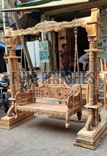 Traditional Royal Wooden Swing Jhula with Ornamental Pillars