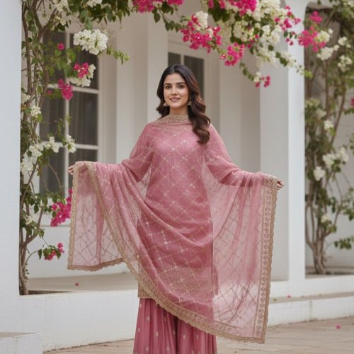 Designer Top Plazzo Dupatta Set